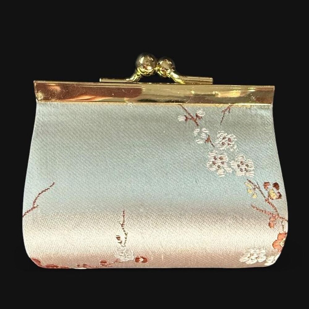 VTG Chinese Coin Purse Red Velvet Floral Silk Embroidery Gold Hardware NEW - Picture 3 of 4